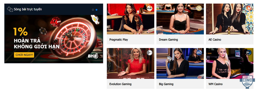 hệ thống cá cược casino online tại nhà cái BK8
