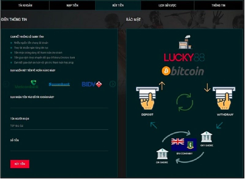 Hướng dẫn rút tiền Lucky88 cho người chơi