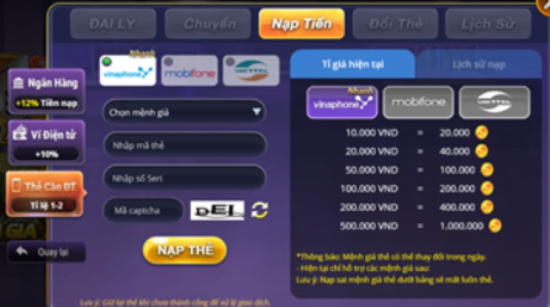 Nạp tiến B79 Club