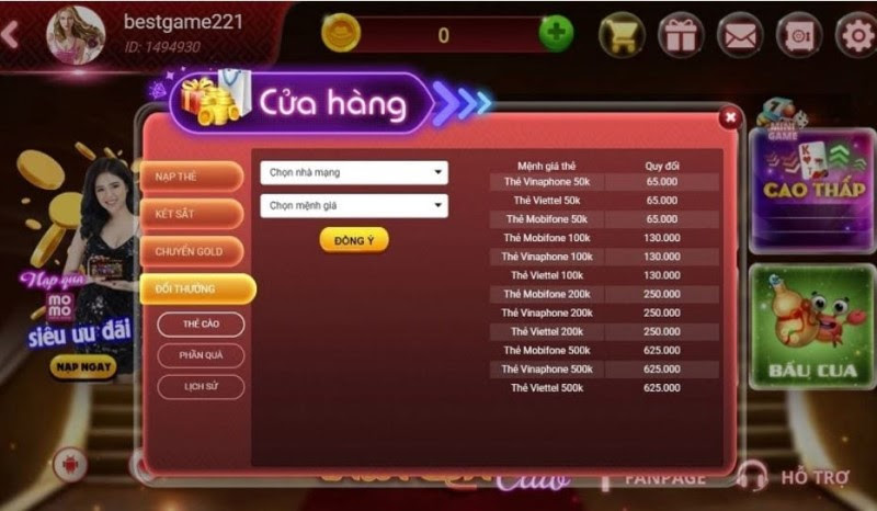 Rút tiền Thanden Club