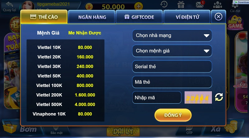 Nạp tiền Mely Club