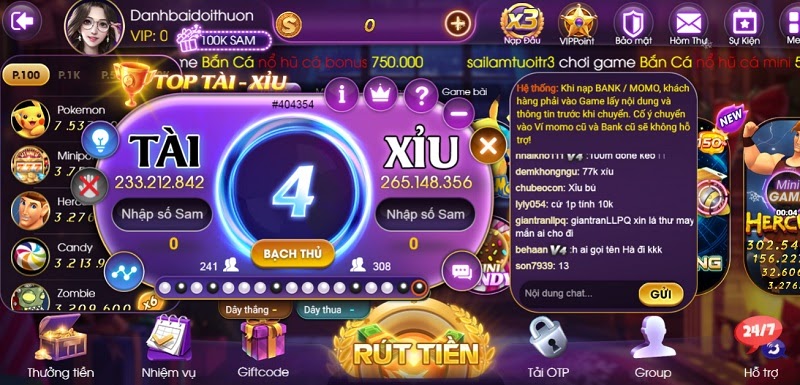 Mini game tài xỉu Sam86 Vip