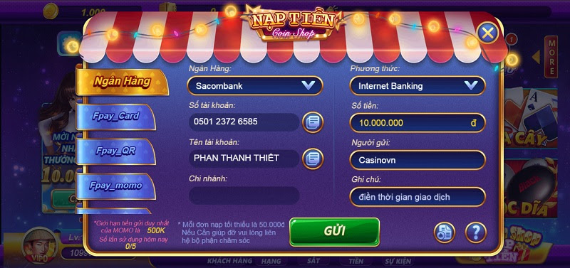 Nạp tiền Game v99 Club