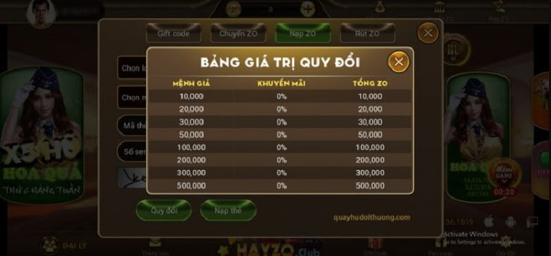 Nạp tiền Hayzo Club