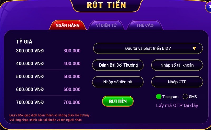 Rút tiền SaoClub