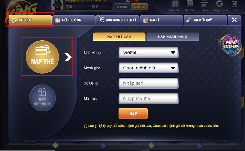 Nạp tiền King Fun