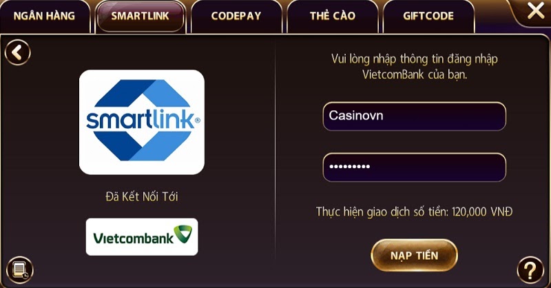 Nhiều cách thức nạp tiền tại May Club