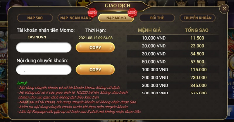 Giao dịch Sao Club