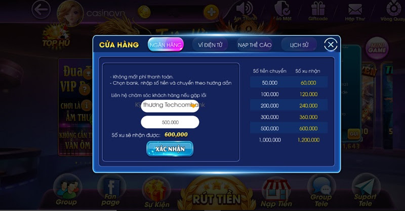 Nạp tiền E168 Club