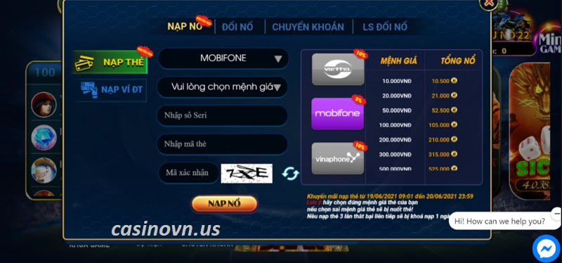 Nạp tiền Nohu Club