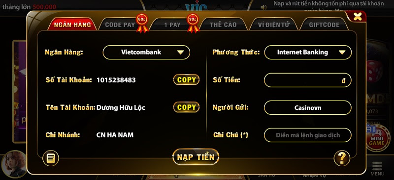 Nạp tiền VIC WIN
