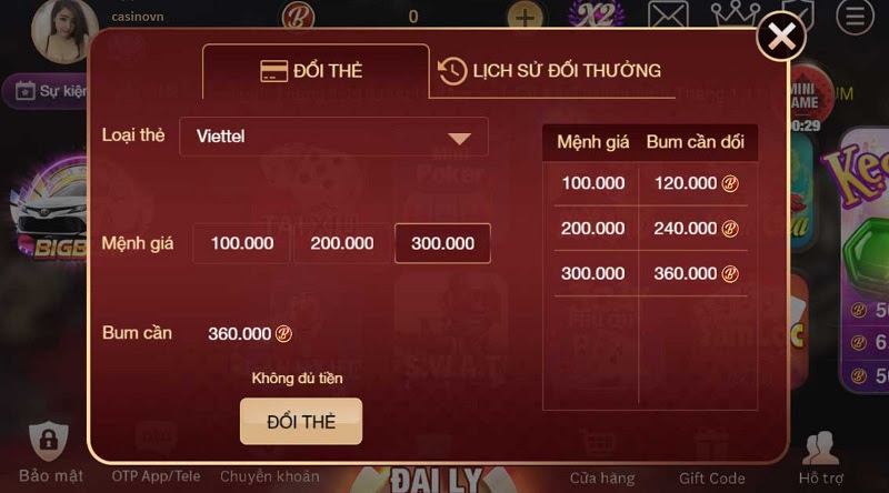 Rút tiền Bum Club