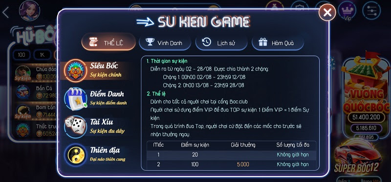 Sự kiện tại Boc Club