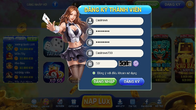 Đăng ký tài khoản tại cổng game lux39