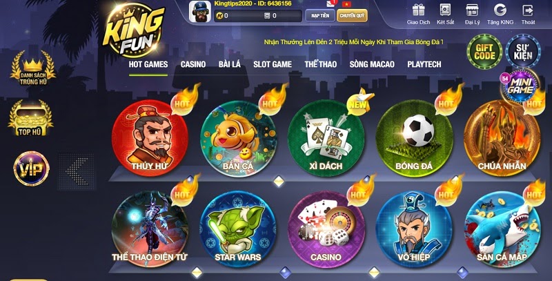 Giao diện King Fun
