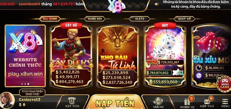 Giao diện X8 Club