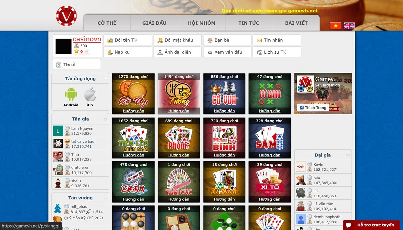 Giao diện GameVH net
