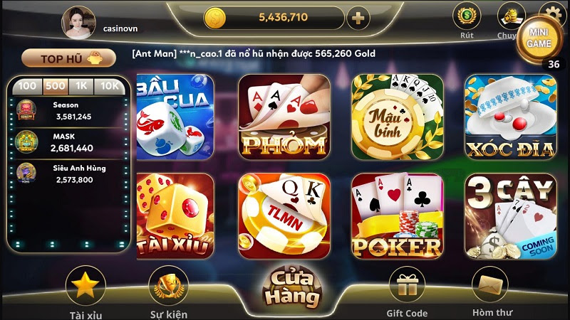 Giao diện Sao Club