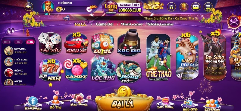Giao diện Long88 Club