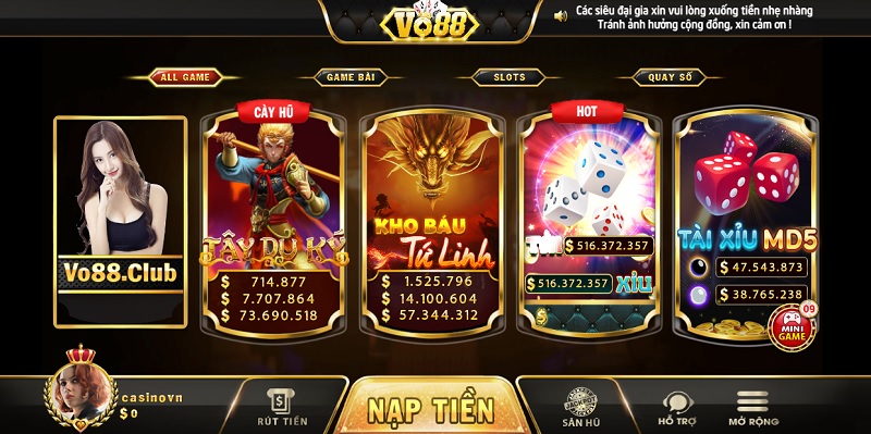 Giao diện Vo88 Club