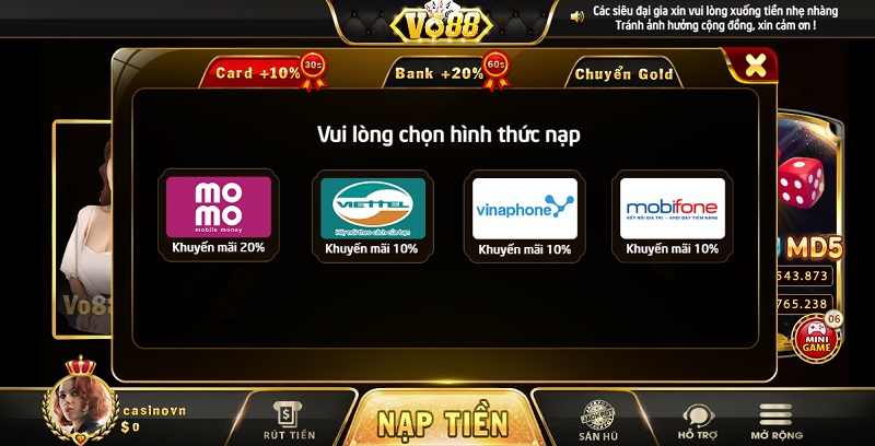 Nạp tiền Vo88 Club