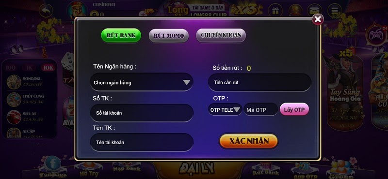 Rút tiền Long88 Club