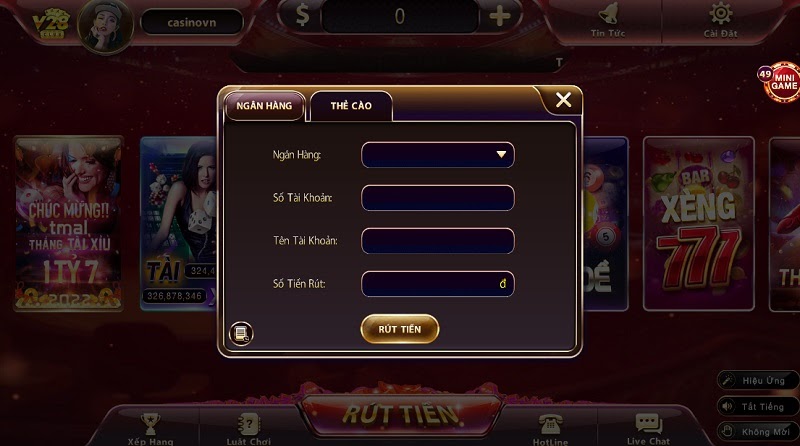 Rút tiền V28 Club