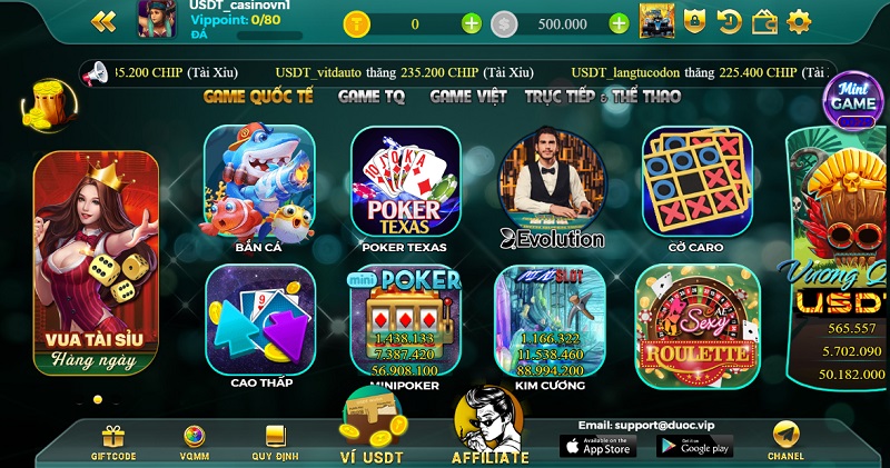 Giao diện USDT Casino