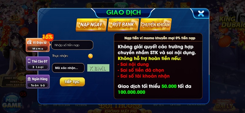 Nạp tiền Dubai68 Club
