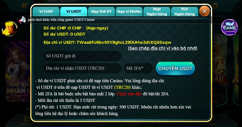 Nạp tiền USDT Casino