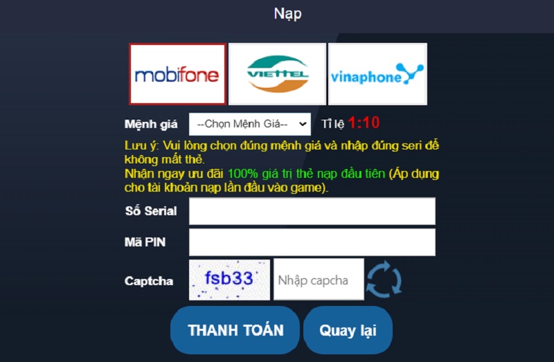 Nạp tiền Vua Slot Việt