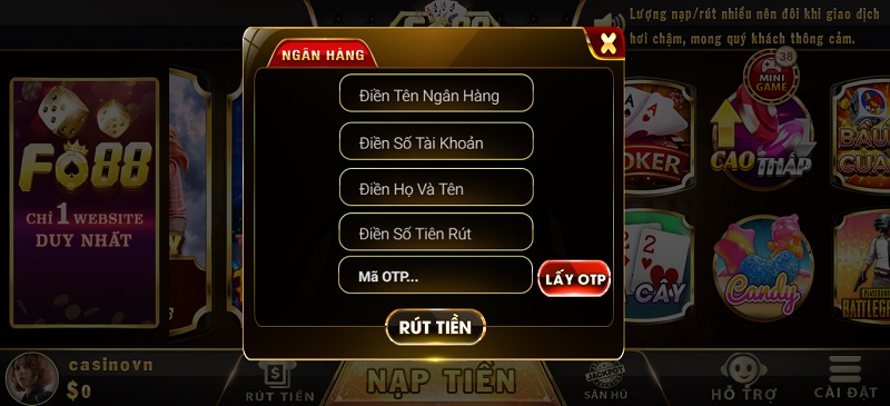 Rút tiền Fo88 Club