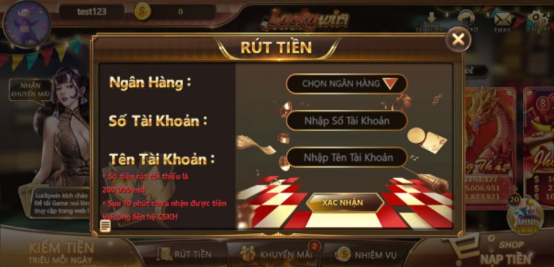 Rút tiền Luckywin Club