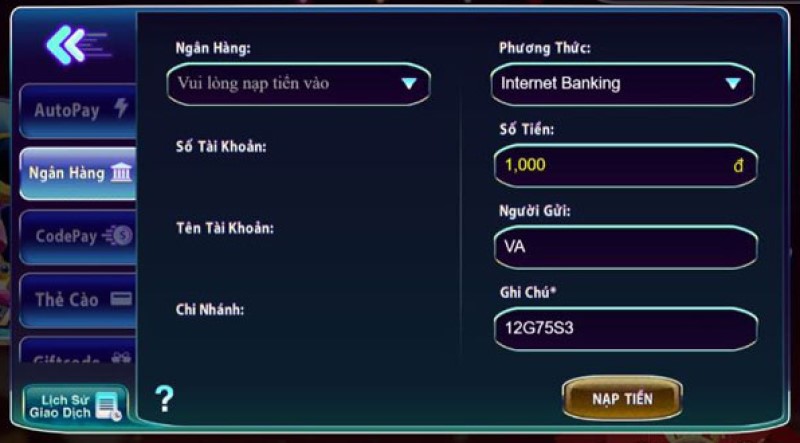 Nạp tiền SVip 68