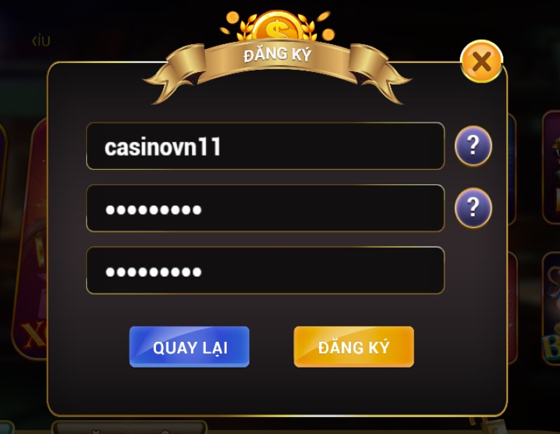 Tạo tài khoản BaiVang