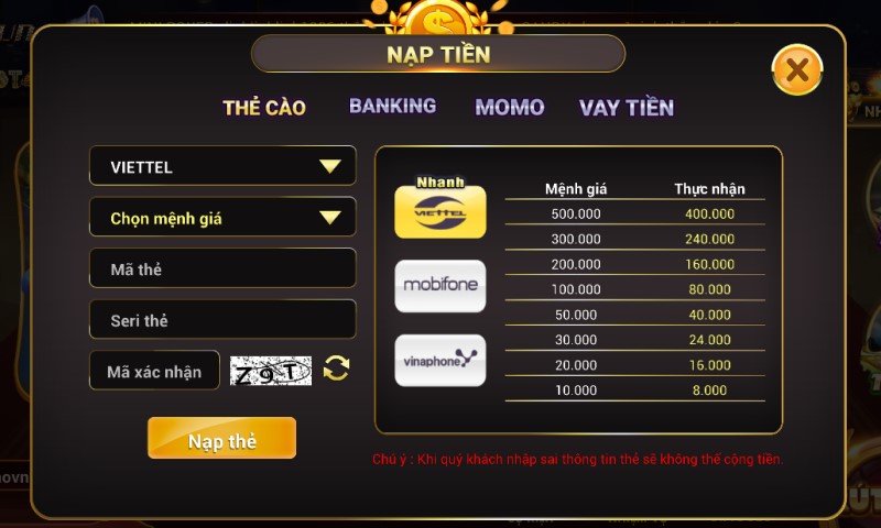 Nạp tiền 567 Fun