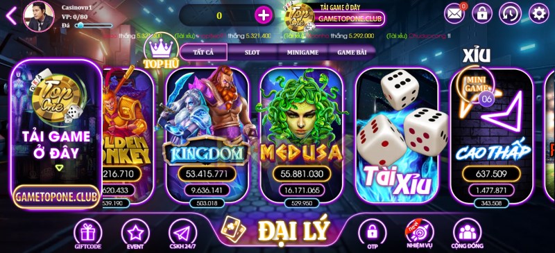 Giao diện GameTopOne Club