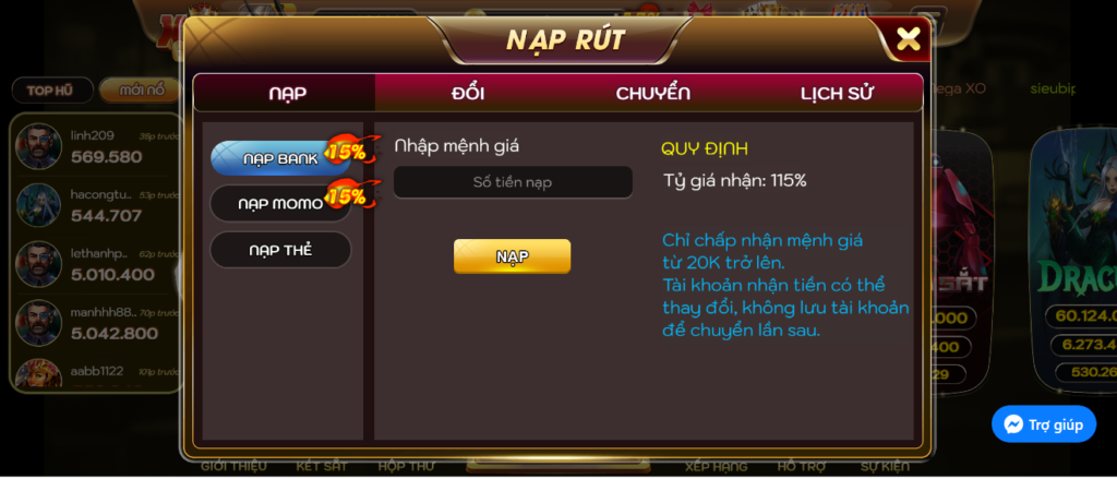 Các hình thức nạp tiền tại cổng game nhanh chóng và an toàn
