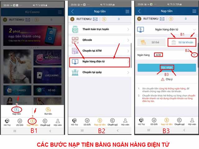 Hướng dẫn nạp tiền KUBET bằng Ngân hàng điện tử