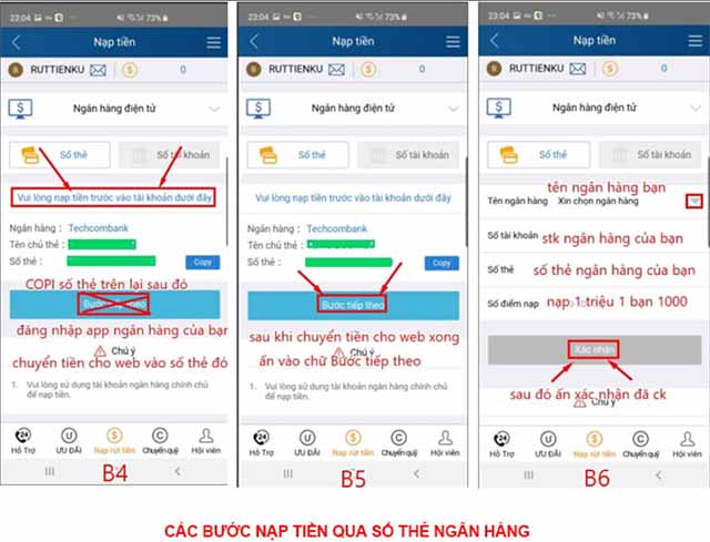 Sử dụng Internet Banking để nạp tiền KUBET