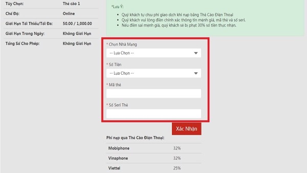 Cách thức rút tiền qua thẻ điện thoại tại VN88
