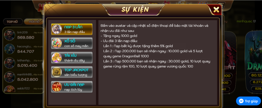 Cổng game thường xuyên tổ chức những chương trình khuyến mãi hấp dẫn