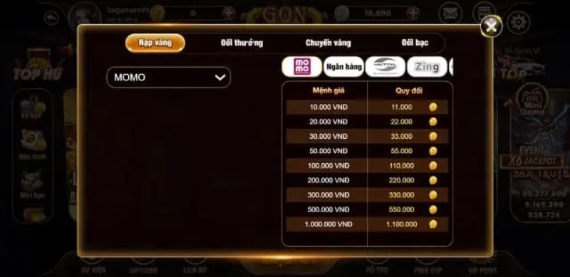 Hướng dẫn cách nạp tiền vào tài khoản game Gon Vin