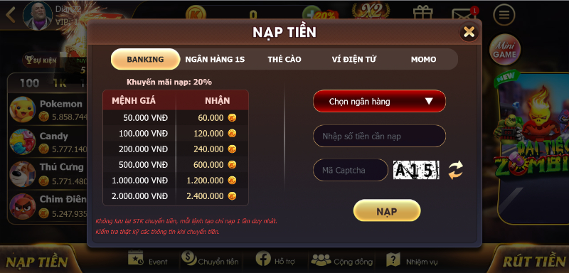 Nạp tiền cấp vốn cực đơn giản
